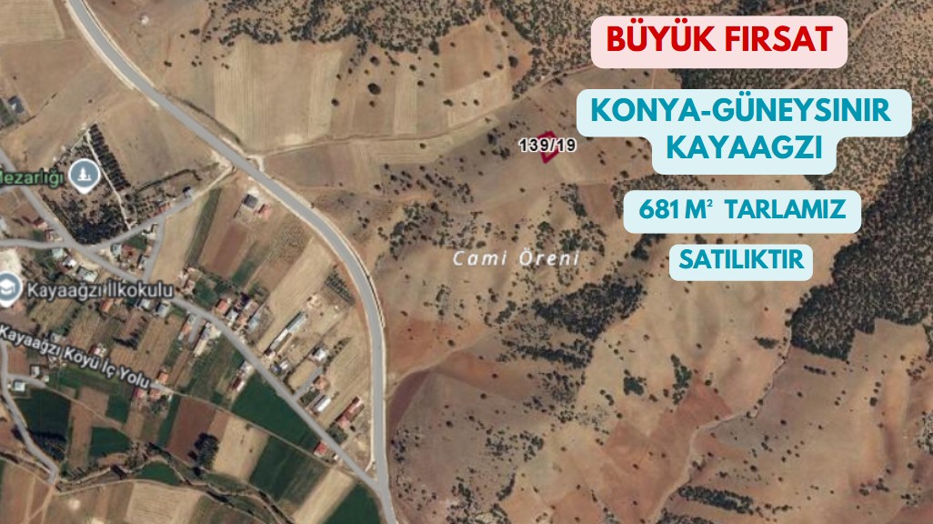 KONYA GÜNEYSINIR KAYAAĞZI 681M² TARLA SATILIKTIR - KONYA GÜNEYSINIR fotoğraf 4